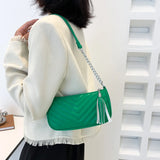 Armpit Ladies Shoulder Bag Small PU Leather Underarm Purse Embroidery Tote Handb