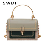 PU Leather Crossbody Bag Metal Handle Lady Tote Handbags