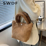 Corduroy Women's Bag Soft Handbags Crossbody Tote Bag