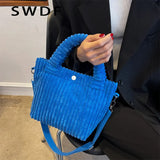 Corduroy Women's Bag Soft Handbags Crossbody Tote Bag