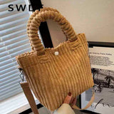 Corduroy Women's Bag Soft Handbags Crossbody Tote Bag