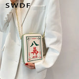 Chinese Mahjong Crossbody Bag Chain Shoulder Messenger PU Leather