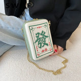 Chinese Mahjong Crossbody Bag Chain Shoulder Messenger PU Leather