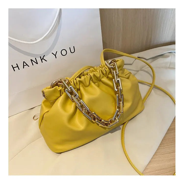 Cloud Shoulder Bag with Clutch Chains Pleated Pouch Totes Handbag