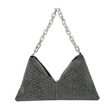 Diamonds Shoulder Bag Silver Evening Clutch Solid Small Flap Handbags
