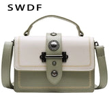 Women's Rivet Shoulder Messenger Bag High PU Leather Tote Bag