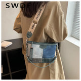 Panelled Women Shoulder Messenger Bags Small Chain Bucket Crossbody Bags