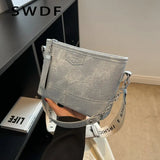 Panelled Women Shoulder Messenger Bags Small Chain Bucket Crossbody Bags