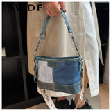 Panelled Women Shoulder Messenger Bags Small Chain Bucket Crossbody Bags