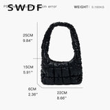 Quilted Shoulder Bag Padded Lady Handbags PU Leather Small Tote Casual Purse