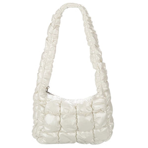 Quilted Shoulder Bag Padded Lady Handbags PU Leather Small Tote Casual Purse