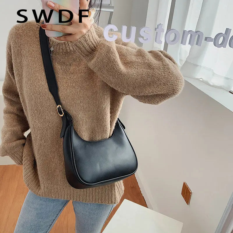 Casual Crossbody Shoulder Bag for Women in Pu Leather