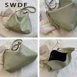 Solid PU Leather Women Shoulder Bag Large Capacity Lady Crossbody Bag