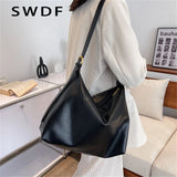 Solid PU Leather Women Shoulder Bag Large Capacity Lady Crossbody Bag