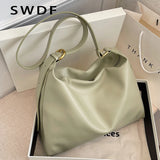 Solid PU Leather Women Shoulder Bag Large Capacity Lady Crossbody Bag