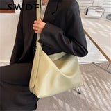 Solid PU Leather Women Shoulder Bag Large Capacity Lady Crossbody Bag