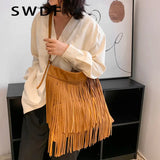 Suede Tassel Crossbody Shoulder Bag Large Capacity for Ladies