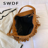 Suede Tassel Crossbody Shoulder Bag Large Capacity for Ladies