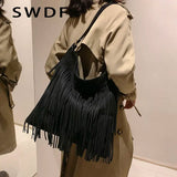 Suede Tassel Crossbody Shoulder Bag Large Capacity for Ladies