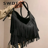 Suede Tassel Crossbody Shoulder Bag Large Capacity for Ladies