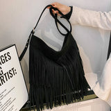 Suede Tassel Crossbody Shoulder Bag Large Capacity for Ladies