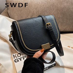 Vintage Crossbody Bag for Women Brown Leather Mini Purse