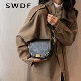 Vintage Crossbody Bag for Women Brown Leather Mini Purse