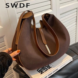 Small Shoulder Crossbody Bag Women Spring Faux Suede Handbag Tote