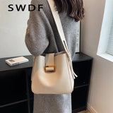 Solid Shoulder Bags for Women Autumn Winter Bucket Bag
