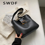 Solid Shoulder Bags for Women Autumn Winter Bucket Bag
