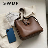 Solid Shoulder Bags for Women Autumn Winter Bucket Bag