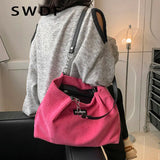 Large Capacity Canvas Handbag Zipper Shoulder Bag Corduroy Tote