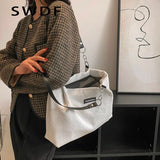 Large Capacity Canvas Handbag Zipper Shoulder Bag Corduroy Tote