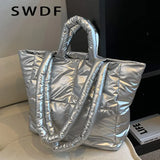 Quilted Shopper Shoulder Bag Padded Messenger Tote Bags