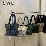 Quilted Shopper Shoulder Bag Padded Messenger Tote Bags