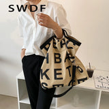 Canvas Large Shoulder Bag for Women Casual Handbags