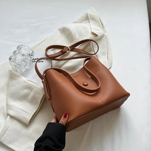 Vintage Leather Crossbody Bucket Bag