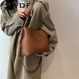 Vintage Leather Crossbody Bucket Bag