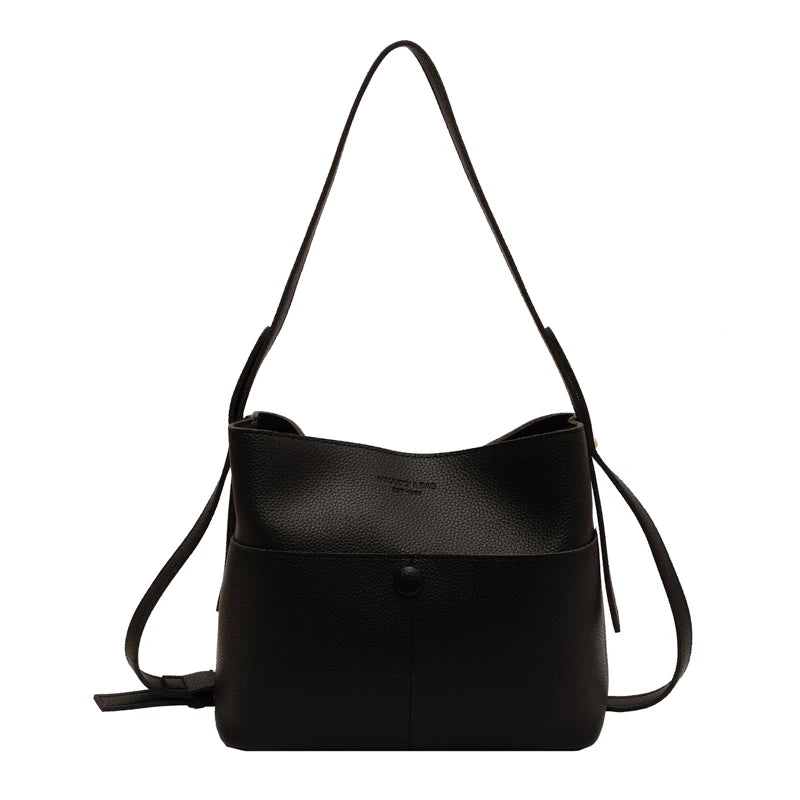 Vintage Leather Crossbody Bucket Bag