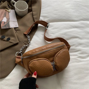 Crocodile Pattern Waist Bag Fanny Pack Phone Pack Female Chest Pack