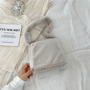 Woman Plush Shoulder Bags Winter Shopping Armpit Bag