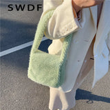 Woman Plush Shoulder Bags Winter Shopping Armpit Bag