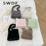 Woman Plush Shoulder Bags Winter Shopping Armpit Bag