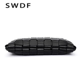 Woven Handbags PU Leather Chain Shoulder Bag Solid Ladies Messenger Bags