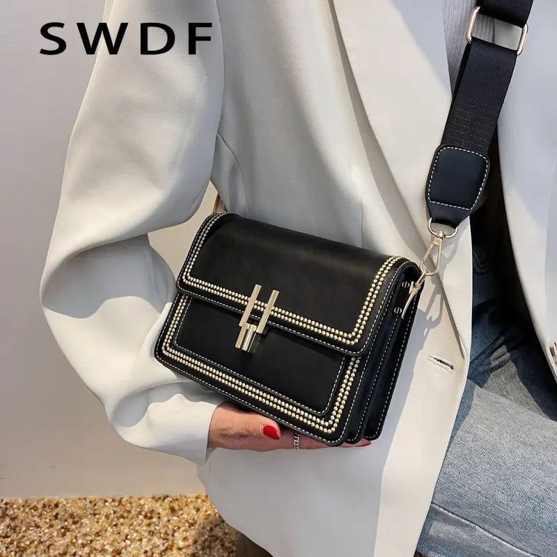 Mini Contrast PU Leather Crossbody Side Bags for Women Handbag