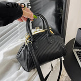Pleated Handbag with Handle Lattice Shoulder Bag for Women Clutch Purses