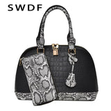 Snake Leather Shoulder Bag Boston Wallet Large Capacity