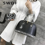 Snake Leather Shoulder Bag Boston Wallet Large Capacity