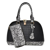 Snake Leather Shoulder Bag Boston Wallet Large Capacity