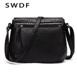 Small Women Messenger Bag Soft Washed PU Leather Crossbody Bag Female Handbag
